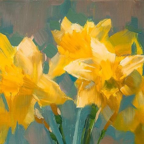 Alex Kelly on Instagram: "I started out with nothin’ and I still got some of it left. Oil on panel. 10x12” An alla prima from life in about 3 hours minus being doubtful time. Available. #daffodils #daffodilpainting #allaprimapainting #oilpainting #alexkellyart #oilpaintingoncanvas #realismart #contemporaryrealism #artforsalebyartist #rosepainting #oilpaintingsforsale #floralpainting #fineartpainting #artistslife #stilllife #artistoninstagram #floralart #artinspiration #classicalrealism #masterart #originalartwork #observationalpainting #schilderij #flowerpainting #paintingoftheday #artisticvision #stilleben #stilllifeart #impressionist #artlovers" Daffodil Oil Painting, Daffodil Paintings, Daffodil Quilt, Classical Realism, Flowers Abstract, Oil Painting For Sale, Flower Paintings, Palette Knife Painting, Knife Painting