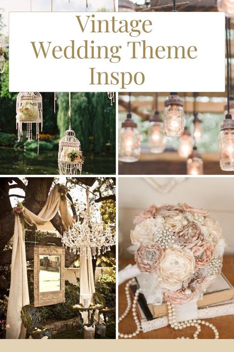 Dreaming of a vintage-inspired wedding? Explore charming vintage wedding theme ideas that will make your special day unforgettable. Get inspired with decor, dresses, and more! 1920s Theme Wedding, Romantic Vintage Wedding Decorations, Vintage Wedding Theme Ideas, Antique Wedding Theme, 1940s Wedding Theme, Vintage Wedding Aesthetic, Earthy Vintage, Themed Wedding Ideas, Vintage Wedding Colors