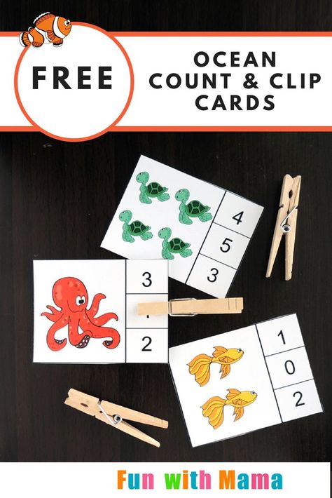 Commotion in the Ocean an ocean counting activity for kids. #freeprintable #counting #numbers #preschool #kindergarten Ocean Themed Activities, Commotion In The Ocean, Preschool Ocean, Math Rti, Ocean Theme Preschool, Ocean Activities, Learning Printables, Counting Cards, Easy Arts And Crafts