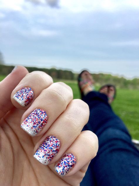 Home Sleet Color Street Nails, Color Street Red White And Beautiful, Red White And Beautiful Color Street, Sparkly 4th Of July Nails, Fourth Of July Nails Glitter, 4th Of July Nails Glitter, Jazzy Nails, Patriotic Nails Design, Olive Nails