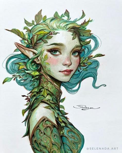 Ulyana Regener | 🍃 Spring Elf 🍃 [SOLD] First time drawing with @ohuhuart alcohol markers and I’m in love! 🌈✍️ Mixed in colored pencils and pens from… | Instagram Fey Eladrin, Alcohol Marker Drawings, Color Markers Art, Marker Art Ideas, Copic Marker Drawings, Elf Drawings, Spring Drawing, Marker Sketch, Marker Color