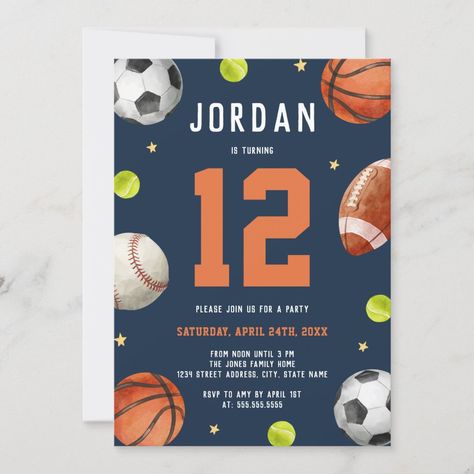 Sports Theme Birthday Party, Orange Birthday Parties, Sports Birthday Invitations, Navy Birthday, Modern Birthday Party, Orange Birthday, Sports Theme Birthday, Modern Birthday, Hosting Holidays