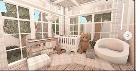 Bloxburg nersery ✨ With new uptade 🦖 Bloxburg Baby Room, Aesthetic Bloxburg, Bloxburg Interior, Bloxburg Building, House Ideas Bloxburg, Roblox House, Roblox Bloxburg House Ideas, Blocksburg Room Ideas￼, Tiny House Bedroom