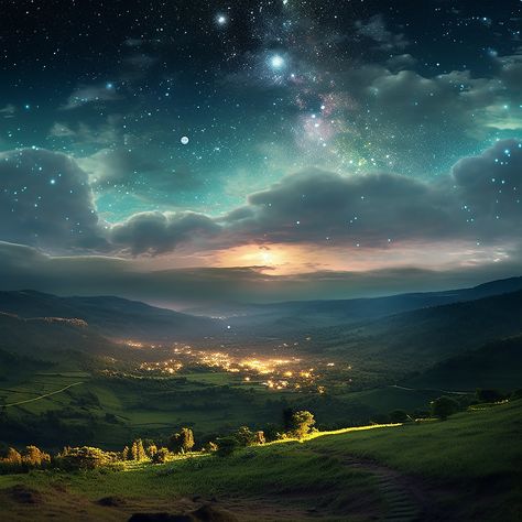 Fantasy Night Sky, Twilight Meadow, Black Fairies, Celestial Landscape, Ethereal Flowers, Halloween Forest, Fantasy Night, Forest Vibes, Magical Sky