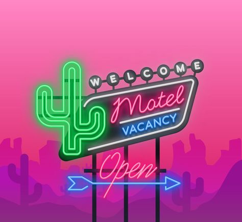 Neon Graphic Design, Signage Illustration, Motel Sign, Motel Signs, Retro Motel, Retro Signs, Retro Mug, Neon Box, Adidas Wallpapers