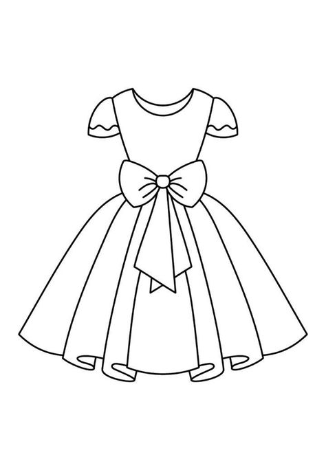 Frock Drawing Sketch, Frock Design Drawing, Dress Cartoon Drawing, Frock Drawing, Dress Outline, Dress Templates, Magic Screen, Dress Clipart, Frocks For Kids