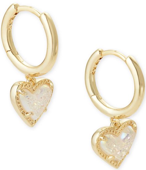 From Kendra Scott, the Ari Heart Huggie Earrings feature:Hoop earrings14k gold plated over brassHinge closureApprox.0.60'' D, 0.43'' L x 0.40'' W charmImported. Fantasy Earrings, Preppy Jewelry, Huggie Earring, Snake Jewelry, Jewelry Accessories Ideas, Jewelry Essentials, Jewelry Lookbook, Trendy Earrings, Huggie Earrings