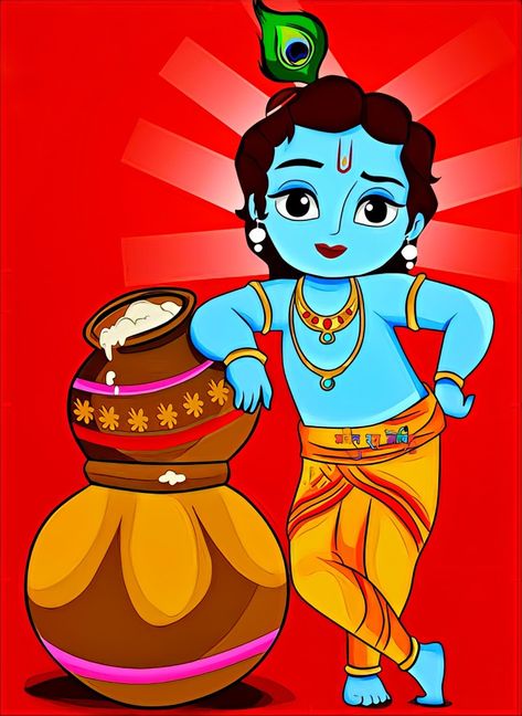 Janmastmi Drawing Easy For Kids, Krishan Janmastmi Drawing, Hindu God Wall Painting, Matka Drawing For Janmashtami, Janmastami Paintings, Janamastmi Drawings, Janmastami Drawing Ideas, Janamashtmi Drawings, Janmashtami Drawing For Kids