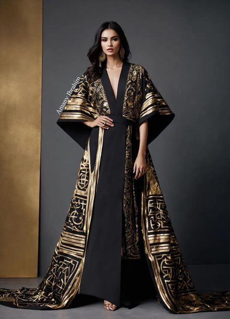 Ancient Egyptian Dress Women, Pre Islamic Arabian Fashion, Egyptian Style Clothes, Glam Outfits Classy, Egyptian Kaftan, Modern Abaya Style, Abaya Fashion Modern, Classy Modest Dresses, Ancient Egyptian Dress