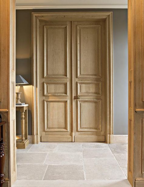 Pintu Ganda, French Limestone Floor, Interior Door Styles, French Limestone, Deco Salon, Style Cottage, House Doors, French Doors Interior, Wood Interiors