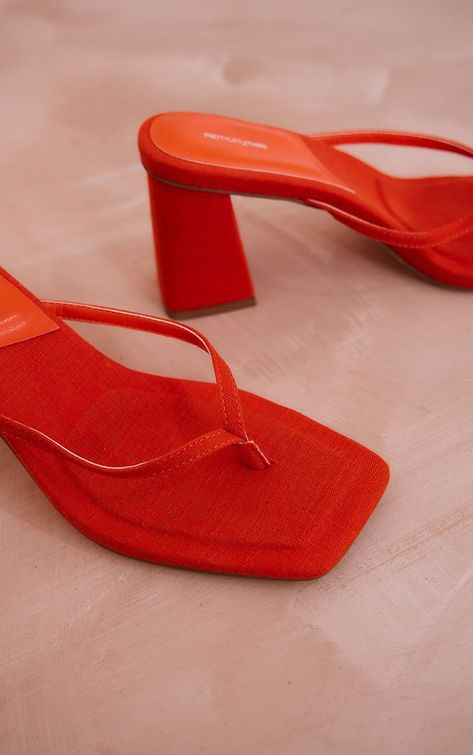 Burnt Orange Linen Look Square Toe Thong Block Heeled Mules Check more at https://beautyfashionideas.com/heels/burnt-orange-linen-look-square-toe-thong-block-heeled-mules/ Block Heel Mule, Orange Square, Pierced Jewelry, Toe Designs, Mules Shoes, Burnt Orange, Heeled Mules, Block Heels, Slip On