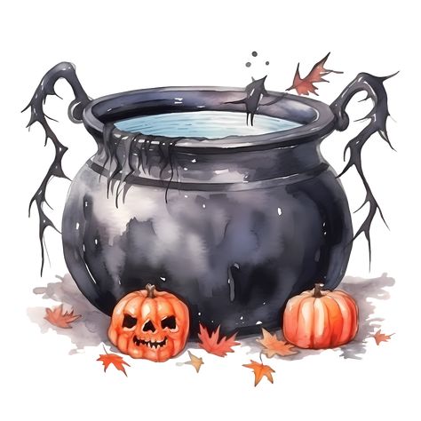 Witch Cauldron Drawing, Cauldron Painting, Witch Drawings, Cauldron Art, Halloween Witch Cauldron, Halloween Witches Brew, Candle Drawing, Witch Drawing, Witches Cauldron