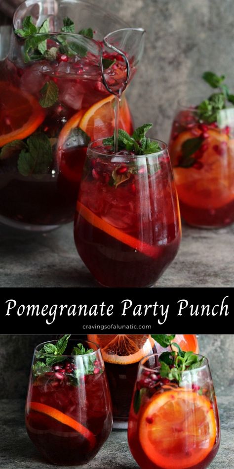 Virgin Fall Punch, Pomegranate Champagne Punch, Non Alcoholic Pomegranate Drinks, Things To Bring To A Christmas Party, Punch Recipes Non Alcoholic For Large Crowd, Non Alcoholic Fall Drinks For Parties, Fall Drinks Alcohol For A Crowd Easy, Pomegranate Rum Punch, Pomegranate Thanksgiving Drink