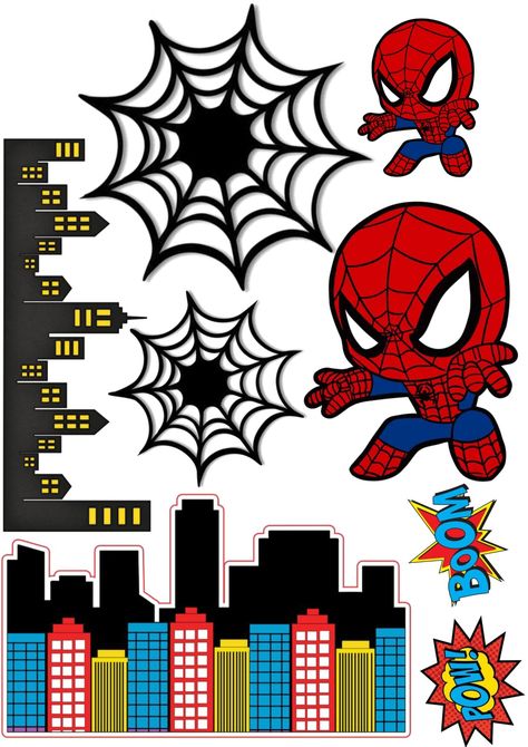 Spider Cake Topper Printable, Topper Spiderman Free Printables, Spiderman Cake Topper Printable, Pastel Spiderman, Spidey Birthday Party, Cake Topper Spiderman, Spidey Cake, Topper Spiderman, Spiderman Topper