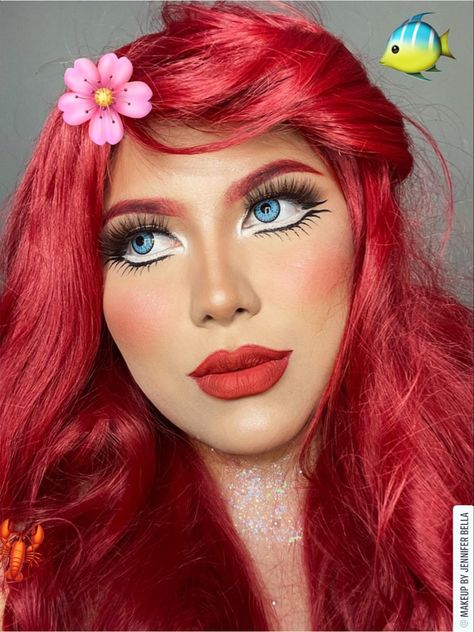 Ariel Halloween Makeup, Ariel The Little Mermaid Makeup, Little Mermaid Makeup Looks, Princess Makeup Halloween, Ariel Makeup Look, Ginger Hairstyles, Ariel Halloween, Little Mermaid Makeup, Princesa Ariel Disney