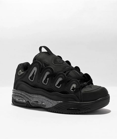 Osiris D3 2001 Black & Grey Skate Shoes Osiris Shoes Outfit, Osiris D3 2001 Outfit, Grunge Shoes Sneakers, Osiris D3, Osiris Shoes, Dvs Shoes, Dr Shoes, All Black Shoes, Funky Shoes