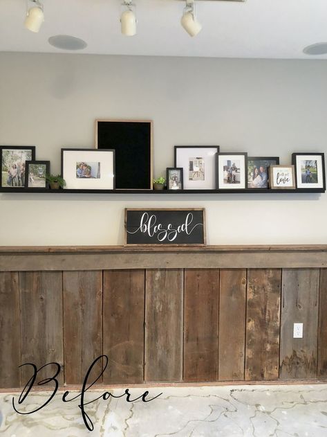 Come see how I took a rustic barnwood wall and transformed it into a more modern accent in our basement remodel for less than $40! Barnwood Ideas, Rustic Remodel, Basement Remodeling Diy, Basement Decoration, Barnwood Wall, Diy Basement, Basement Walls, Basement Bedrooms, Basement Remodel