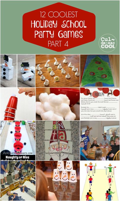 12 Coolest Holiday School Party Games Part 4Collage Holiday Classroom Games, 6th Grade Christmas Party Ideas, Winter School Party Ideas, Christmas Games For Kids At School, Holiday Party Games For Kids, Kindergarten Christmas Party, Winter Party Games, School Party Games, Classroom Holiday Party