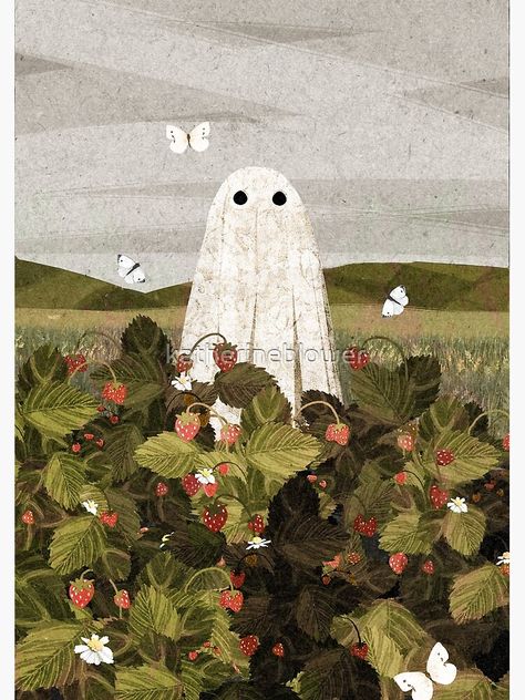 "Strawberry Fields" Photographic Print by katherineblower | Redbubble Katherine Blower, Halloween Desktop Wallpaper, Strawberry Art, Strawberry Fields, A Ghost, Mini Canvas Art, New Wall, Cute Ghost, Society6 Art