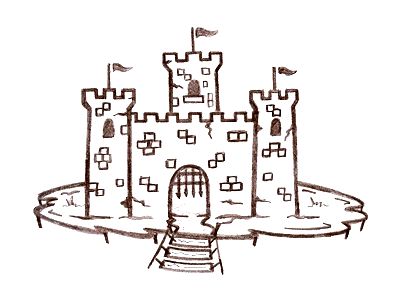 Castle Brick Castle Tattoo, Drawing Castle Easy, Small Castle Drawing, Castle Drawing Sketches Easy, Simple Castle Tattoo, Castle Sketch Simple, Simple Castle Drawing, Medieval Castle Drawing, 2022 Inktober