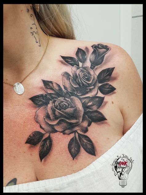 Rose Chest Tattoos For Women, Chest Rose Tattoo Female, Floral Collarbone Tattoo, Flower Tattoo Cover Up Ideas, Chest Tattoo Female Upper Cover Up, Rose Chest Tattoos Female, Best Cover Up Tattoos For Women, Chest Cover Up Tattoo Female, Chest Tattoo Cover Up