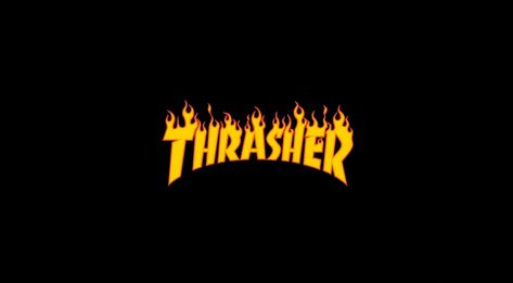 Thrasher Flaming Logo, Thrasher logo #Aero #Black #thrasher #flames #flaming #logo #2K #wallpaper #hdwallpaper #desktop Thrasher Wallpaper, Black Background, Yellow, Black