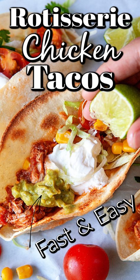 Tacos From Rotisserie Chicken, Pioneer Woman Chicken Tacos, Rotisserie Tacos Chicken Recipes, Mexican Recipes Using Rotisserie Chicken, Rotessire Chicken Tacos, Tacos Using Rotisserie Chicken, Rotisserie Chicken Tacos Recipe Shredded, Rotisserie Taco Chicken, Rotisserie Chicken Recipes Tacos