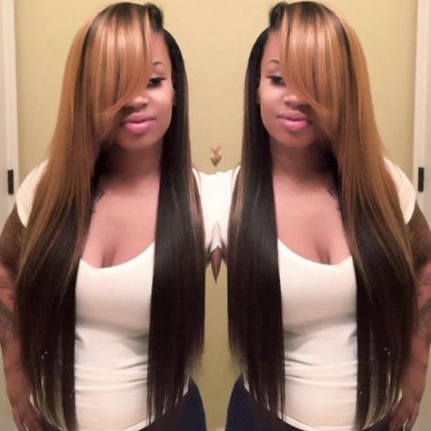 30 Inch Two Tone Side Swoop   We  love this look at remycelebrityhair.com… Glue In Hair Extensions, Straight Hair Extensions, Weave Styles, Sew Ins, Hair Laid, Hair Life, Wigs Hair, Sew In, Hair Weave