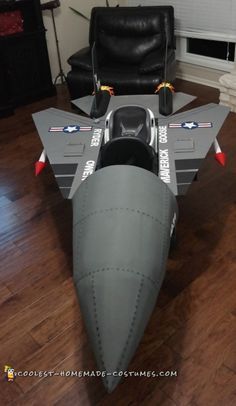 Epic Homemade Top Gun F-14 Tomcat Costume Cardboard Submarine Diy, Cardboard Jet Plane, Cardboard Airplane Costume, Fighter Pilot Costume, Plane Costume, Wagon Halloween Costumes, Airplane Costume, Cardboard Airplane, Plane Crafts