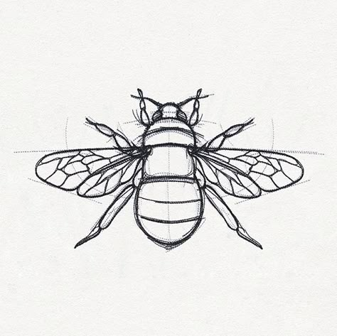 Sketchwork - Bee | Urban Threads: Unique and Awesome Embroidery Designs Bee Images, Bee Drawing, Bee Tattoo, Brazilian Embroidery, Insect Art, Bee Art, 자수 디자인, Bee Design, Embroidery Inspiration