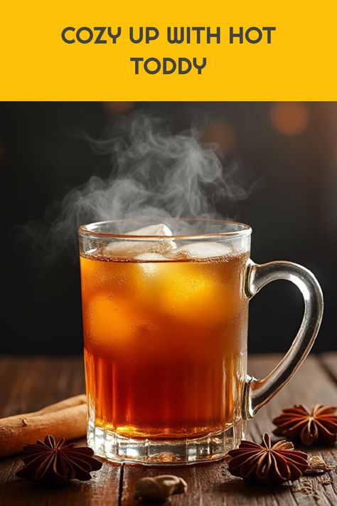 When it gets chilly outside, a Hot Toddy is the perfect cozy drink to warm you up! This classic cocktail blends whiskey, honey, spices, and citrus creating a comforting and soothing experience that not only tastes fantastic but may also help with those winter sniffles. Whether curled up with a great book or sharing with friends, this easy cocktail recipe is sure to bring cheer to your cold nights. Step into winter bliss and discover how the timeless Hot Toddy can warm your spirits! Hot Totty Recipes, Best Hot Toddy Recipe, Hot Toddy Recipe Whiskey, Hot Toddy Recipe For Colds, Hot Alcoholic Drinks, Hot Toddy Cocktail, Hot Toddy Recipe, Toddy Recipe, Winter Cocktails Recipes