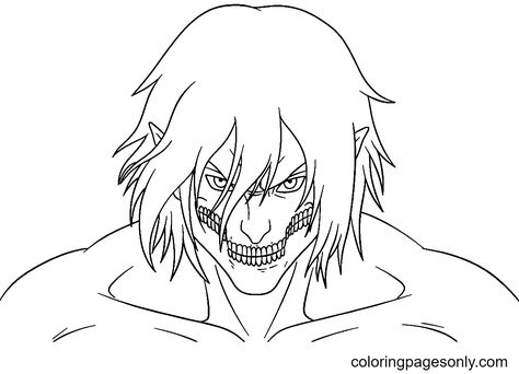 Eren Yeager Coloring Pages - Coloring Pages For Kids And Adults Eren Titan Drawing, Attack On Titan Coloring Pages, Eren Titan Form, Bored Drawing, Eren Titan, Mikasa Armin, Cow Coloring Pages, Leaf Coloring Page, Frozen Coloring Pages