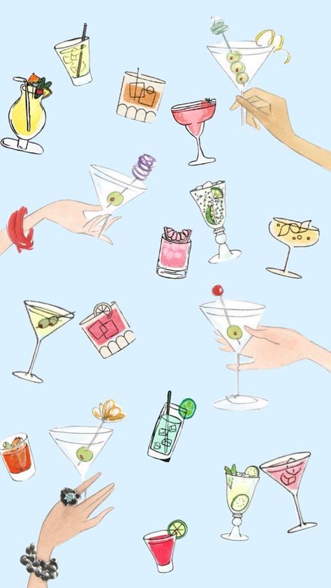 cocktail wallpaper #cocktails #drinks #wallpaper #aesthetic #glass #cocktailparty #summer #summerdrinks #fruitydrinks #watercolor #handdrawn Drinks Wallpaper Aesthetic, Drink Wallpaper Aesthetic, Cocktail Glasses Aesthetic, Cocktail Wallpaper, Freshie Images, Drinks Wallpaper, Aesthetic Glass, Fruity Drinks, Festive Cocktails