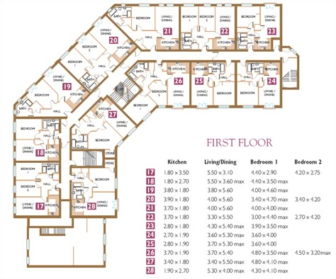 Dorm floor plans (modify) Accomodation Architecture Plan, Dorm Building Floor Plan, Dorm Design Architecture, 4 Star Hotel Floor Plan, Student Hostel Design Floor Plans, Dorms Building, Hotel Project Architecture Floor Plans, Dorms Architecture, 5 Star Hotel Floor Plan