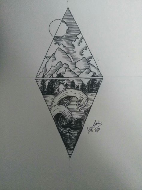 Moutains sea wave sun Mountains Meet The Sea Tattoo, Mountain To Sea Tattoo, Tattoo Ocean And Mountain, Beach And Moutain Tattoos, Mountain And Ocean Tattoo Geometric, Tattoos Forearm, Coordinates Tattoo, Cool Nature, Bible Tattoos