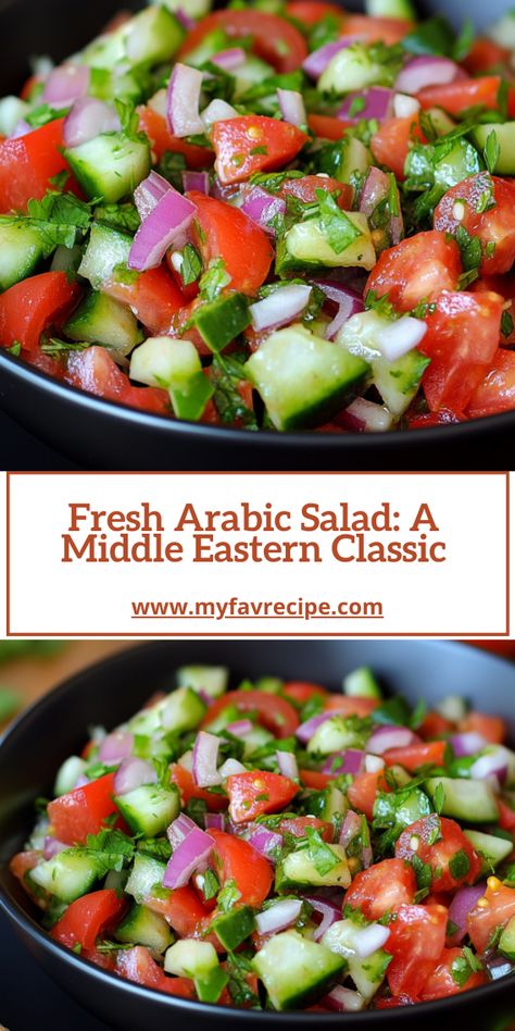 Fresh Arabic Salad: A Middle Eastern Classic #salad Baked Cabbage Steaks, Arabic Salad, Asian Slaw Recipe, Baked Cabbage, Caprese Salad Recipe, Cabbage Steaks, Asian Slaw, Classic Salad, Slaw Recipes