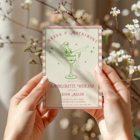 Retro Margs & Matrimony Bachelorette weekend Invitation Margarita Bachelorette Party, Margarita Bachelorette, Vintage Bachelorette, Bachelorette Inspiration, Itinerary Design, Bach Weekend, Bachelorette Invite, Bachelorette Weekend Invitations, Dirty Thirty