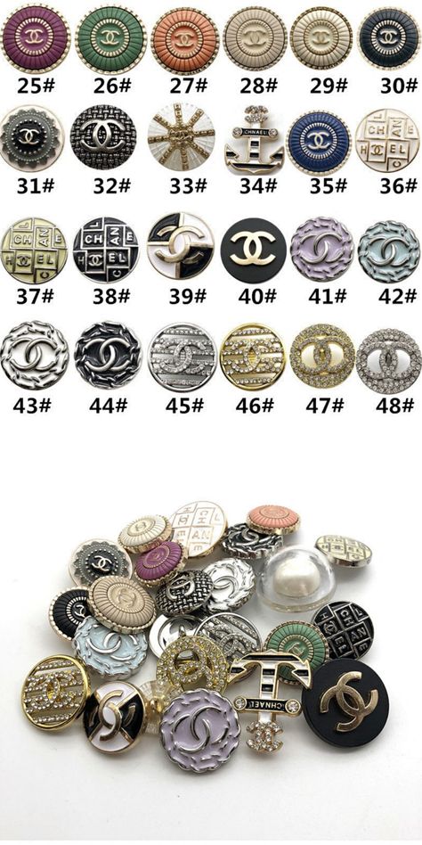 Chanel Designer Vintage Metal Shank Buttons Collection LFSF999 for Luxury Fashion Shirts, Coats, Cardigan, Jackets, Blouses, Dresses, Blazers, Cardigans, Couture, etc. Chanel Buttons For Sale, Chanel Coats & Jackets, Chanel Buttons, Chanel Blouse, Diy Pearl Necklace, Buttons For Sale, Fashion Walk, Chanel Designer, Jewelry Photography Styling