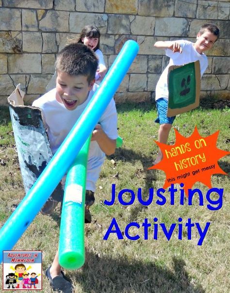 Jousting Activity for King Arthur Unit, would also be great for middle ages unit, or for learning about King Henry VIII who loved jousting Middle Ages Activities, Happy Playlist, Captain America Party, Middle Ages History, Rei Arthur, Dragon Day, Medieval Stained Glass, Medieval Games, America Party