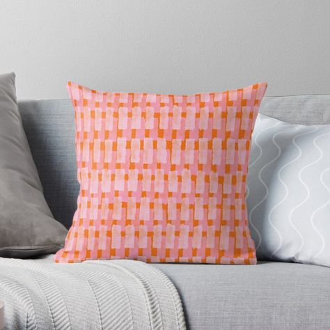 Preppy Pillows, Pink Girl Room, Orange Bedding, Dorm Living Room, College Dorm Room Decor, Orange Throw Pillows, Bedroom Orange, Geometric Throw Pillows, Orange Pillows