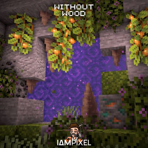 Minecraft Cave House, Lush Cave, Minecraft Portal, Minecraft Underground, Portal Design, Minecraft Banner Designs, Minecraft House Plans, Minecraft Cottage, Minecraft Room