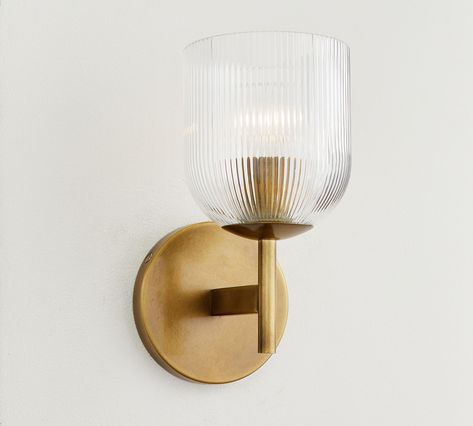 Cooper Sconce | Pottery Barn Bathroom Sconces Single Vanity, Bathroom Vanity Lighting Sconces, Powder Room Sconces, Bathroom Vanity Sconces, Kitchen Sconces, Wall Sconces Bathroom, Hallway Sconces, Bathroom Things, Craftsman Lighting