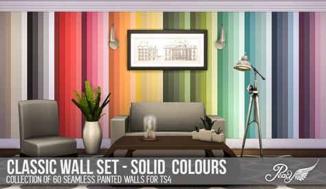 Simsational designs: Classic Walls Solid Colours • Sims 4 Downloads Sims 4 Cc Wall Color, Sims 4 Cc Painted Walls, Ts4 Cc Wall Paint, Sims 4 Wall Cc Maxis Match, Sims 4 Cc Purple Wallpaper, Sims 4 Blog, Die Sims 4, Dado Rail, 4 Wallpaper