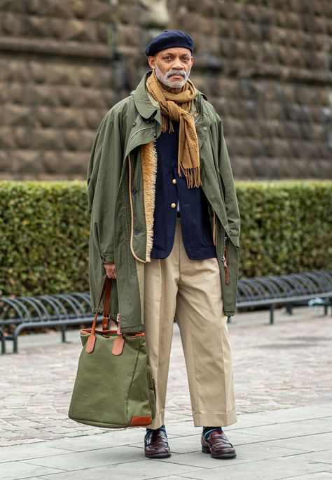 Fashion: Who Were The Best-Dressed Men At Pitti Uomo? | The Journal | MR PORTER Classic Americana Style, Japanese Americana Fashion Men, Denim Jacket Outfit Mens, Layering Outfits Men, Americana Fashion Men, Japanese Americana, Japanese Street Fashion Men, Pitti Uomo Street Style, Vintage Outfits Men