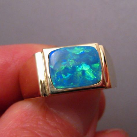 Mens Opal Ring 14k Gold 7872 | Australian Opal Rings for Men Opal Bracelet Gold, Australian Opal Ring, Gents Ring, Lightning Ridge Opal, Signet Ring Men, Coober Pedy, All Gems, Ring Men, Opal Bracelet