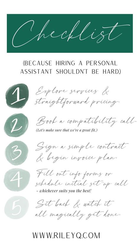 Hiring a personal assistant shouldn't be hard! Here is my personal checklist for how my clients hire me. Personal Assistant Tips, Va Services, Personal Assistant, Women Of Faith, Business Tools, Virtual Assistant, Coaching Business, Business Tips, How To Plan