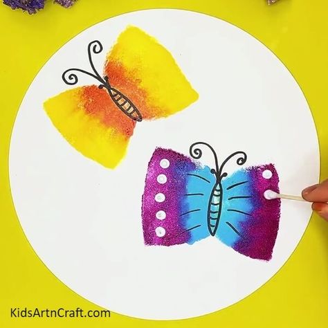 Creative Butterfly Painting Using Sponge Idea For Kids Check more at https://www.kidsartncraft.com/butterfly-sponge-painting-tutorial/ Creative Butterfly, Decoration For Ganpati, Sponge Painting, Butterfly Painting, Painting Tutorial, For Kids, Google Search, Quick Saves