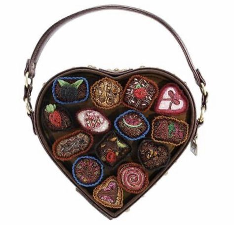 Brown Candy, Diy Handbags, Mary Frances Bags, Novelty Handbags, Box Of Chocolates, Mary Frances, Heart Shape Box, Valentine Candy, Beaded Handbag