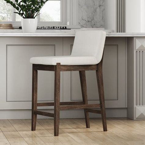 Gracie Modern Bar Stool, Boucle Upholstered Chair and Brushed Wooden Legs - On Sale - Bed Bath & Beyond - 36830246 Counter Stool Ideas, Download Gospel Music, Bar Stool With Back, Stool Ideas, Farmhouse Bar Stools, Stool With Back, Nathan James, Modern Counter Stools, Wooden Counter