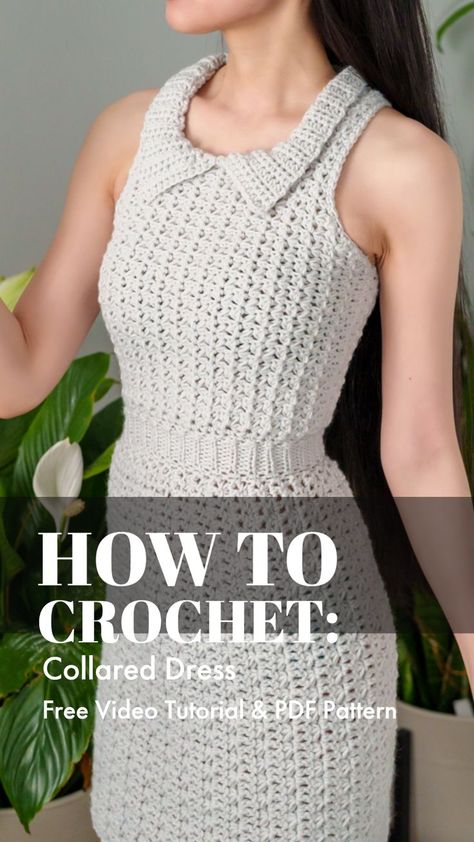 Crochet along with our step by step video tutorial to make this now! 💖 Be sure to join us on YouTube, Instagram and check out my Etsy @TCDDIY Crochet Dress Pattern Free, Dress Patterns Free, Crochet Design Pattern, Crochet Clothes For Women, Clothing Patterns Free, Crochet Fashion Patterns, Dress Crochet, Crochet Dress Pattern, Crochet Cardigan Pattern